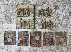 Antique Block Puzzles - 24 total pieces - 8 scenes - 2 Military & 6 w/kids play - Picture 1 of 10