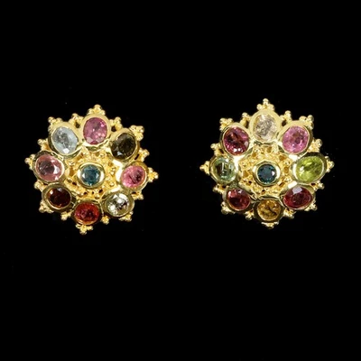 925 Sterling Silver Earrings Oval Tourmaline 4x3mm Natural Gemstone Jewelry - Image 1 of 4