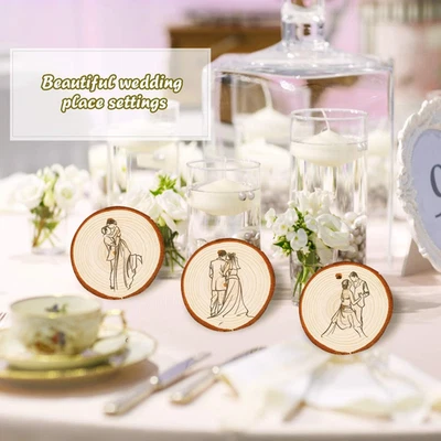 Rebanadas de Madera Natural - 37 Piezas 2.0"-2.4" Kit de Madera Artesanal Sin Acabar Pretaladrado con... Foto 1 de 4