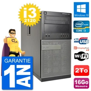 PC Tour Dell 7010 Intel Core i3-2120 RAM 16Go Disque Dur 2To Windows 10 Wifi - Imagen 1 de 3