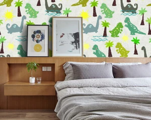 3D Cartoon River Dinosaur Tree Self-adhesive Removeable Wallpaper Wall Mural1 - Picture 1 of 10
