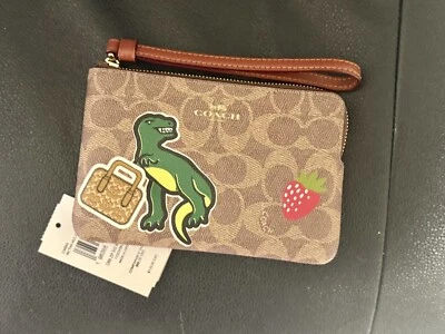 NWT Coach Corner Zip Wristlet In Signature Canvas With Sticker Print CW856 - Image 1 of 4