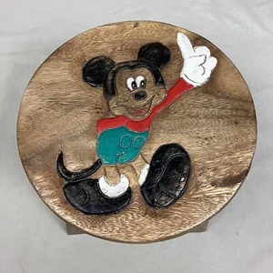 Mickey Mouse Vintage Carved And Painted Wood Wooden Stool - Picture 1 of 19