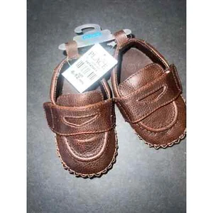 childrens place brown baby loafers hook loop crib shoe leather size 6-12 mon NWT - Picture 1 of 5