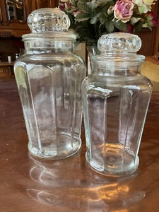 PAIR VINTAGE GLASS DRUG STORE PHARMACY DISPLAY APOTHECARY CANDY JARS - Picture 1 of 6