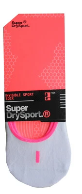 SUPERDRY Unisex 2 PACK Sport No Show Invisible Liner Socks White UK 6-8 EU 39-41 Foto 1 de 2