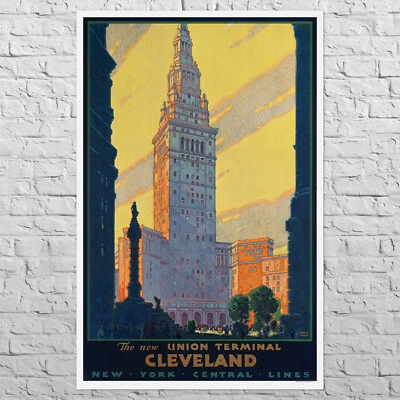 Poster Cleveland, 1930 | 22x34" Big size A1 | USA, Old city landscape | Wall art - Image 1 of 4