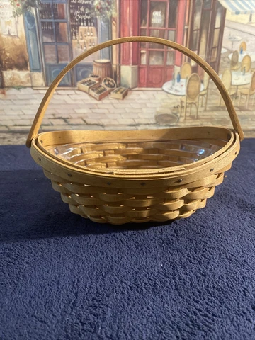 Longaberger 2006 Little Crocus Basket 1523 WITH Protective Liner Excellent Co Cover
