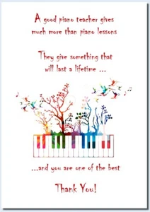 Piano Teacher Thank You Card Mr Mrs Miss Teaching Music Keyboard Organ - Picture 1 of 2