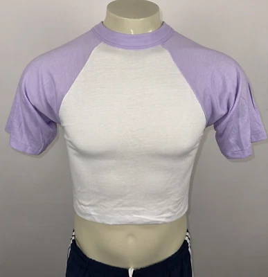 Camisa De Colección Vientre Hombres Mediana Años 70 80 Recorta Raglán Patín Señal EE. UU. Nueva Púrpura Foto 1 de 4