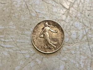 RARE FRANCE Semeuse 2 FRANC 1902 SILVER TONED COIN Free Bonus Coin 2 Coin Lot - Picture 1 of 3