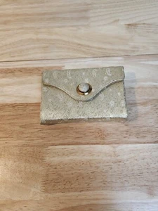 Vintage Gold Brocade Small Makeup Case With Gold Tone Compact Mirror - Picture 1 of 13