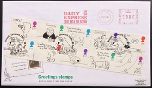 Briefmarken Set Gruß 1996 auf Ersttagsbrief Bonehill + Daily Express Metermarke - Bild 1 von 2