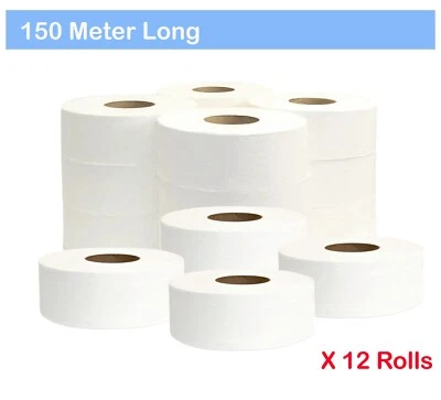 12,24,36,48 Mini Jumbo Core Toilet Rolls 2ply Soft Tissue Paper 150 m Pure pulp - Image 1 of 4