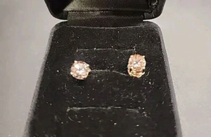 10k Rose Gold 6MM Round Cut 1.45ctw Peach Morganite Stud Earrings NWT OHC099 JTV - Picture 1 of 11
