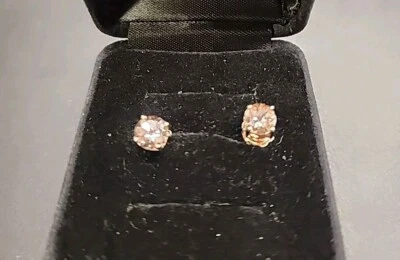 10k Rose Gold 6MM Round Cut 1.45ctw Peach Morganite Stud Earrings NWT OHC099 JTV - Image 1 of 4