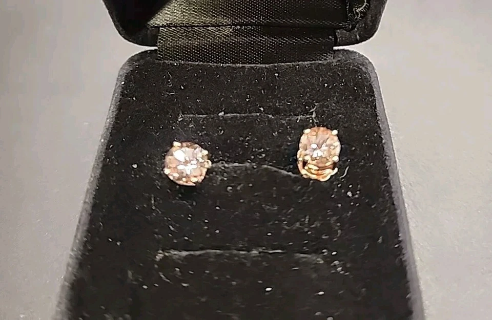 Aretes de morganita melocotón corte redondo de 6 mm de oro rosa de 10 k de 6 mm nuevos con etiquetas Ohc099 JTV Foto 1 de 4