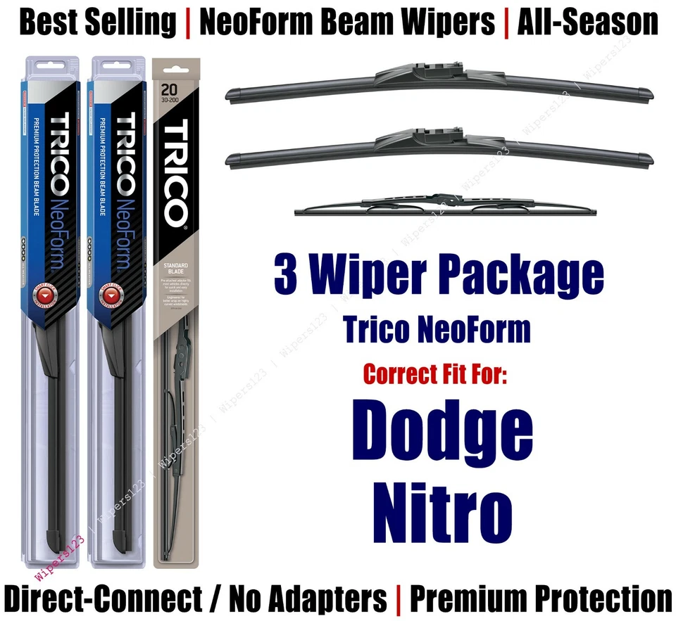 3pk Super-Premium NeoForm Wipers fit 2009-2011 Dodge Nitro - 16190x2/30110 Foto 1 de 1