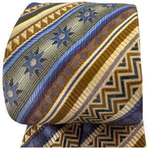 XMI Platin USA gestreifte geometrische Seidenkrawatte 100 % Italien 60" x 3,5" - Bild 1 von 8