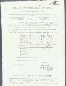 1848 VIVA LA CONFEDERACION SALTA to CORDOBA ERROR (ARGENTINA MISSPELLED) PRINT - Picture 1 of 1