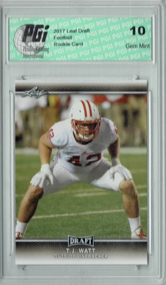 T.J. Watt 2017 Leaf Draft #62 Rookie Card PGI 10 - Image 1 of 1