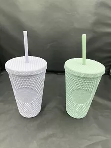 Starbucks Lilac Purple & Mint Green Studded Grande Tumbler Set 16oz con pajitas - Imagen 1 de 5