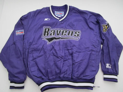 Mens Large Baltimore Ravens Starter Pro Line purple pullover windbreaker vintage Cover