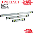 SILVER MAGNETIC 3 PIECE BUILDERS BUILDING SPIRIT LEVEL SET - 300, 600, 1000mm