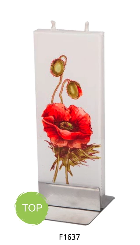 Art Handmade Decorative Flat Candle Dripless Smokeless Wicks-Red Rose n Buds* - Image 1 of 1