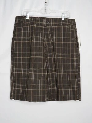 NWT ALPINE DESIGN BROWN PLAID CLASSIC FIT 11" INSEAM SHORTS SZ 34 #Y293 - Image 1 of 2