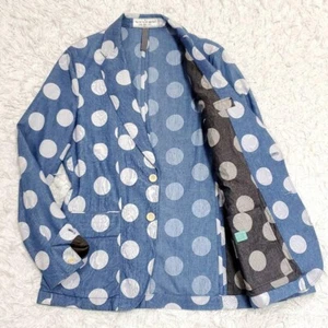 PAUL SMITH Red Ear Village Blue Light Denim Jacket Polka Dot Made in Japan - Picture 1 of 10