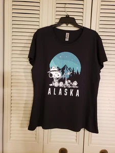 Peanuts Snoopy Woodstock Scouts Camping Alaska schwarz T-Shirt Damen XL NEU! - Bild 1 von 4