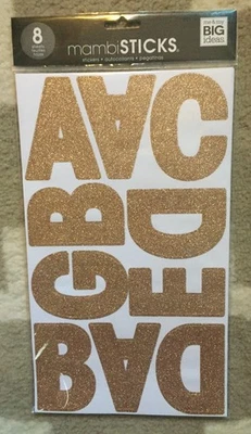 Me & My Big Ideas MAMBI Sticks 3.25in GOLD GLITTER Alphabet/Numbers Stickers NEW - Image 1 of 4