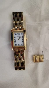 Citizen Eco-Drive Watch Women Gold Tone White Dial Rectangle READ - Picture 1 of 4