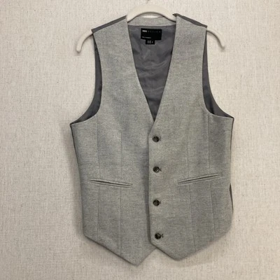Chaleco Chaleco Hombre 38 Mezcla Lana Tejido Gris Blanco 4 Botones ASOS Foto 1 de 4
