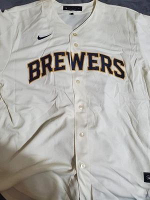 Milwaukee Brewers 2XL Christian Yelich Nike Cream Jersey - Image 1 of 4