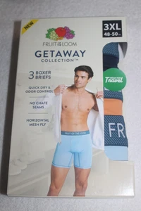 3XL Fruit Of The Loom Getaway Breathable Travel Boxer Brief - 3 Pack Orange Blue - Picture 1 of 7