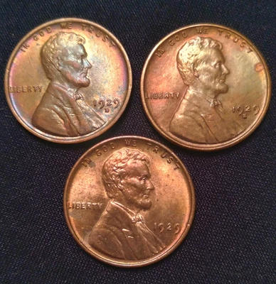1929 P-D-S Lincoln Wheat Penny Cent *HIGHER GRADE* ~Lot of 3 nice wheaties~ - Image 1 of 4
