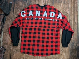EPCOT World Showcase Canada Plaid Spirit Jersey Large Red Disney Parks Mickey - Picture 1 of 14