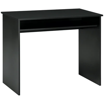 HOMCOM Computer Desk Writing Table Study Workstation Storage Black Wood Grain - Image 1 of 4