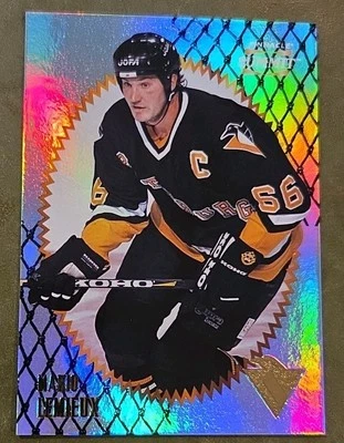 Mario Lemieux Pinnacle Summit 1996 97 stock premium refractor plateado 32 pingüinos Foto 1 de 2