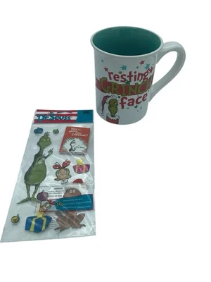 Department 56 Resting Grinch Face Mug Dr Seuss Christmas  2019 & Stickers - Image 1 of 4