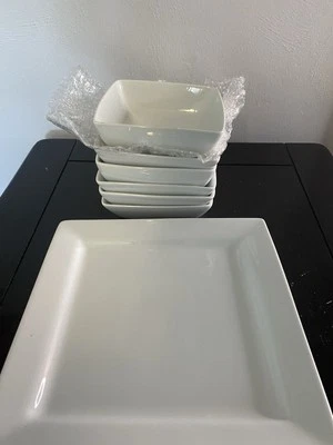 Better Homes & Gardens White Square Dinnerware Bowls – Modern Porcelain – Set 6 - Image 1 of 4