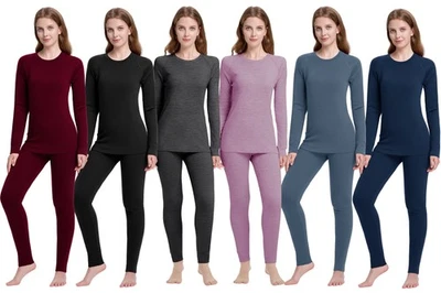 Thermounterwäsche Damen Set 100% Merinowolle Skiunterwäsche Sets Bottom Top 2PCS - Bild 1 von 4