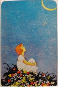Swap cards Modern playing card back Vintage look Girl looking at night sky - Picture 1 of 1