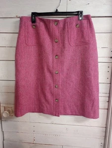 KORS Michael Kors Made in Italy Candy Pink Button Up Skirt 100% Wool Academia - Picture 1 of 7