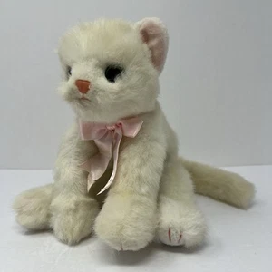 Ty Classic Crystal White Kitty Cat Plush Stuffed Animal Toy 1996 with Pink Bow - Picture 1 of 13