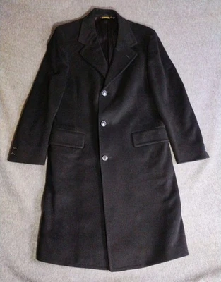 100% Mongolian Cashmere Black Long Overcoat Men's Medium Union Made Khingana  - Image 1 of 4