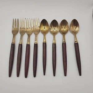 Forchette e cucchiai da cocktail oro e legno Thailandia" - Foto 1 di 7