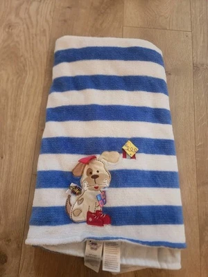 Manta polar Taggies azul blanco a rayas cachorro perro bebé Lovey 30x40 rayas  Foto 1 de 4